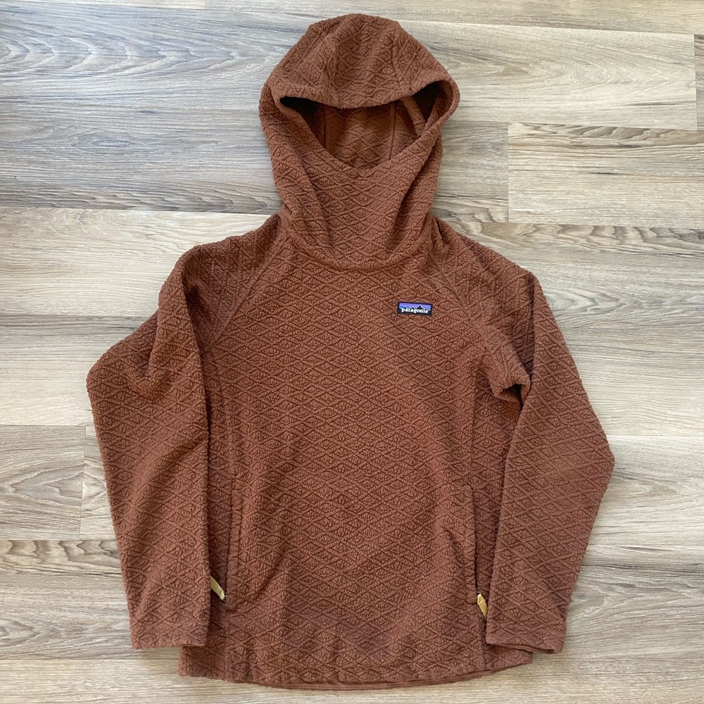 Patagonia Brown Sherpa Hooded Jacket with Multicolor Logo